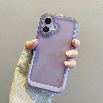 Qfdian Simple Candy Color Foldable Holder Stand Case For iPhone 16 Pro Max 15 14 13 12 11 Clear Shockproof TPU Back Cover